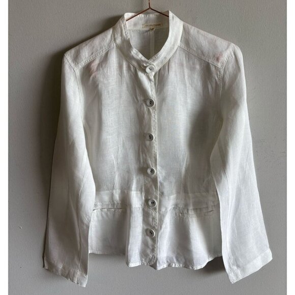 Eileen Fisher Womens Long Sleeve Front Button Jacket White Size Small - Picture 2 of 13